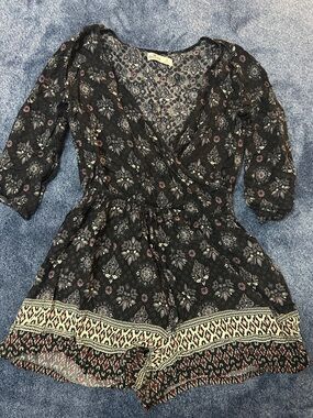 Y2k Hollister Black Floral Print romper